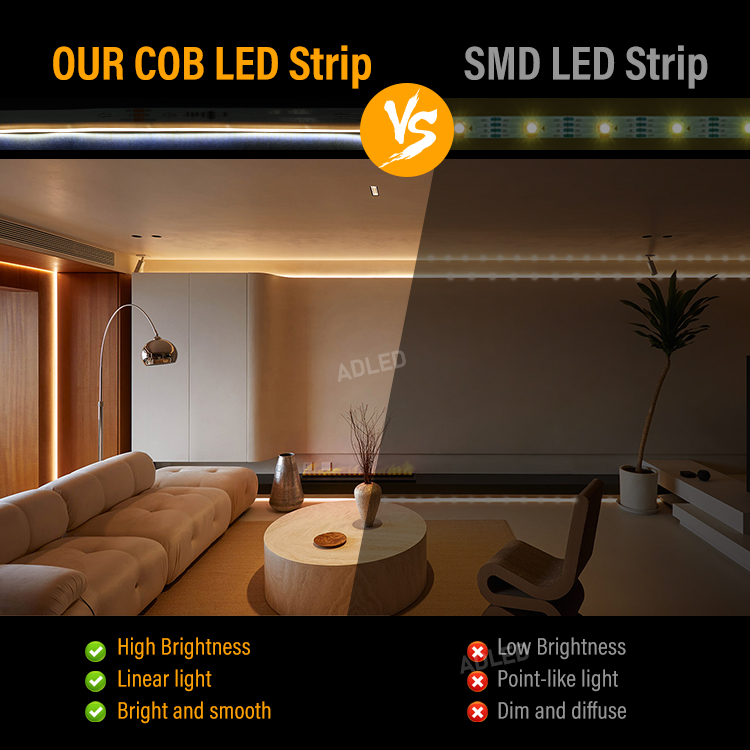 Tira LED COB flexible vs luz LED tira SMD